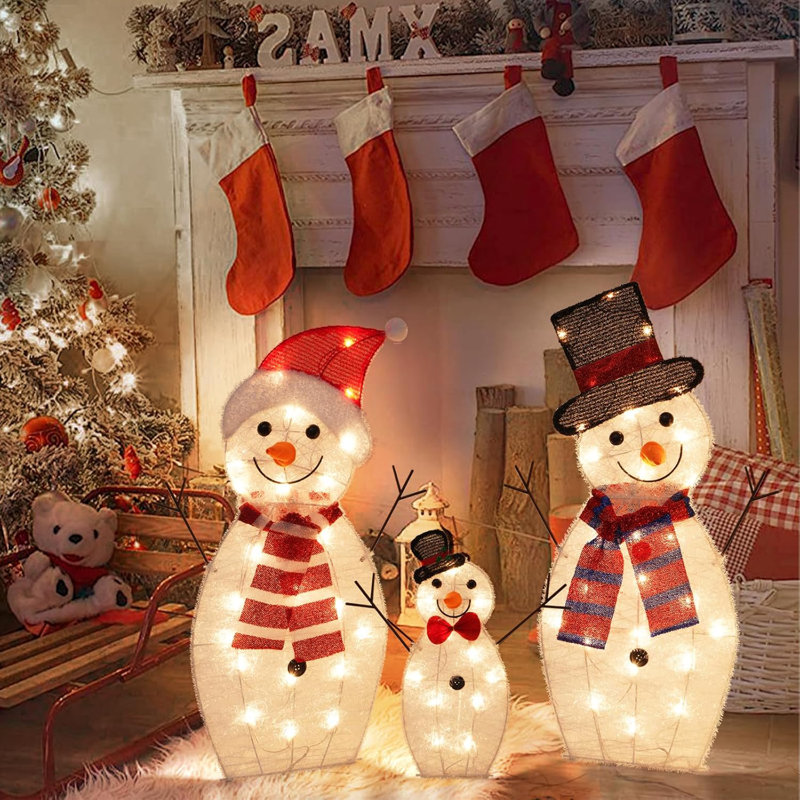 Light Up Snowman Family Outdoor Christmas Decorations Lighted Indoor Christmas Decor Christmas Snowman Decorations For Home Yard Garden Holiday